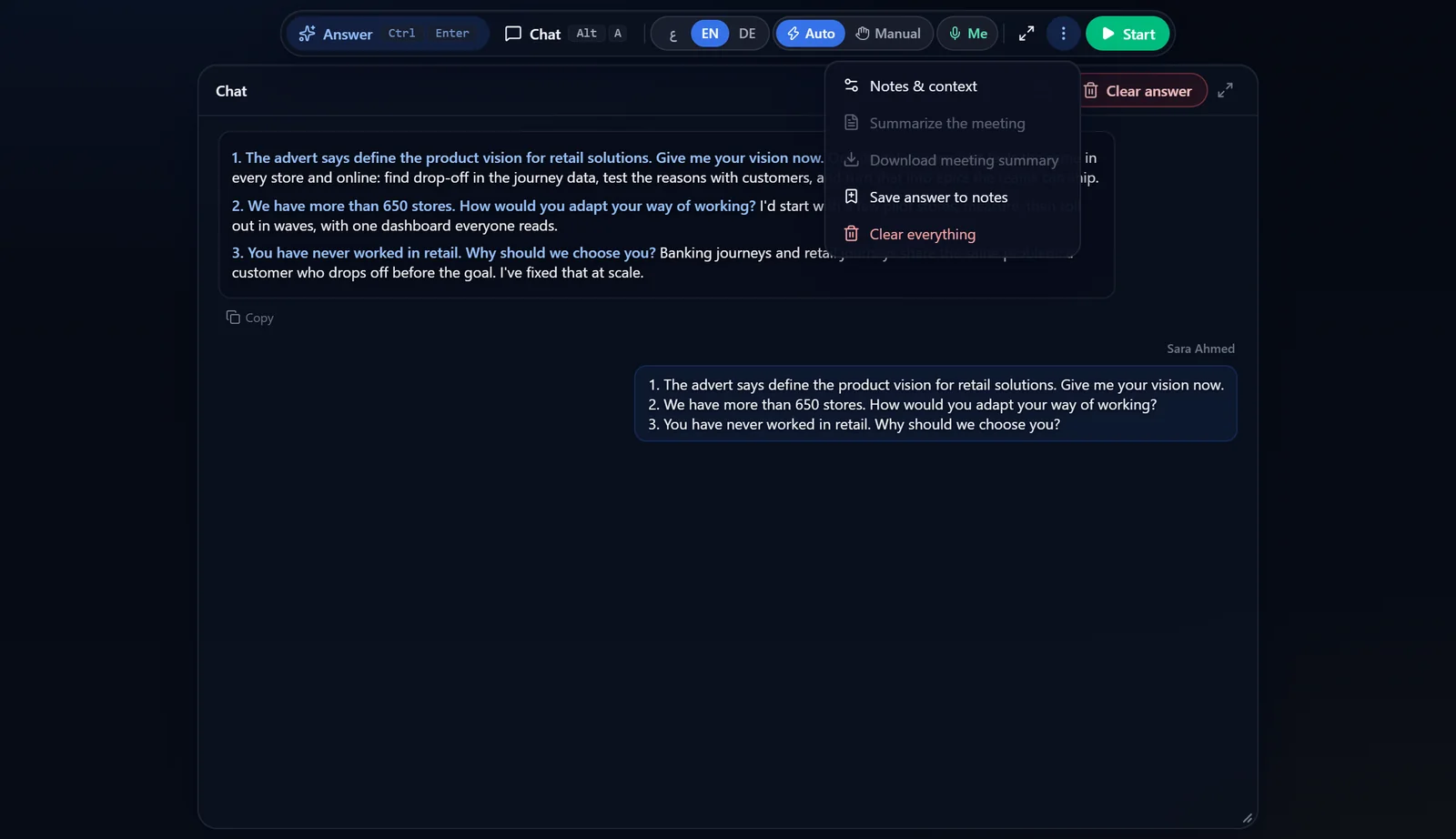Focus mode More menu